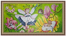 Фея - Холст. Масло. Поталь. Размер картины 80х40см