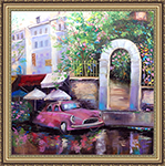 Розовый автомобиль - Оксана Тодорова, холст 60х60 см, масло, лак
